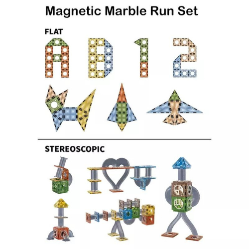 Light Magnetic Blocks Marble Run Set 174 PCS | STEM Light-Up Construction Toy for Kids