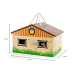 Foldable Stable Wooden Toy Set | Horse Farm Pretend Play Set for Kids 3+