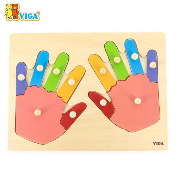 Hand & Finger Puzzle 12pcs | Wooden Left Right Hand Learning Puzzle