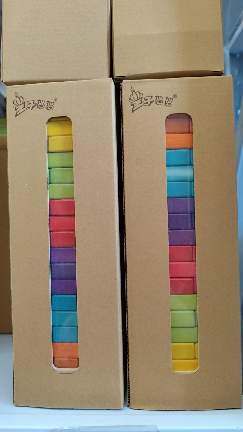 Colored Tumble Tower Wooden 54 Pcs | Kids Balance & Strategy Game