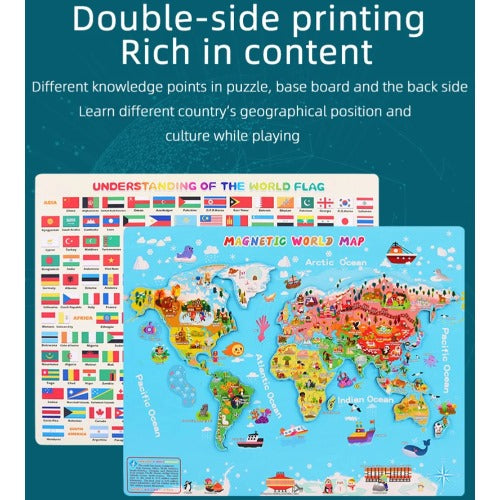 Magnetic Paradise World Map Puzzle | Kids Wooden Educational Jigsaw Toy