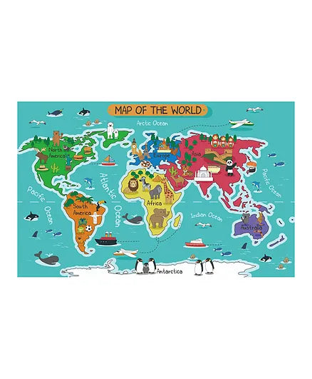 World Map Kids Play Mat | Educational Flannel Learning Carpet Rug