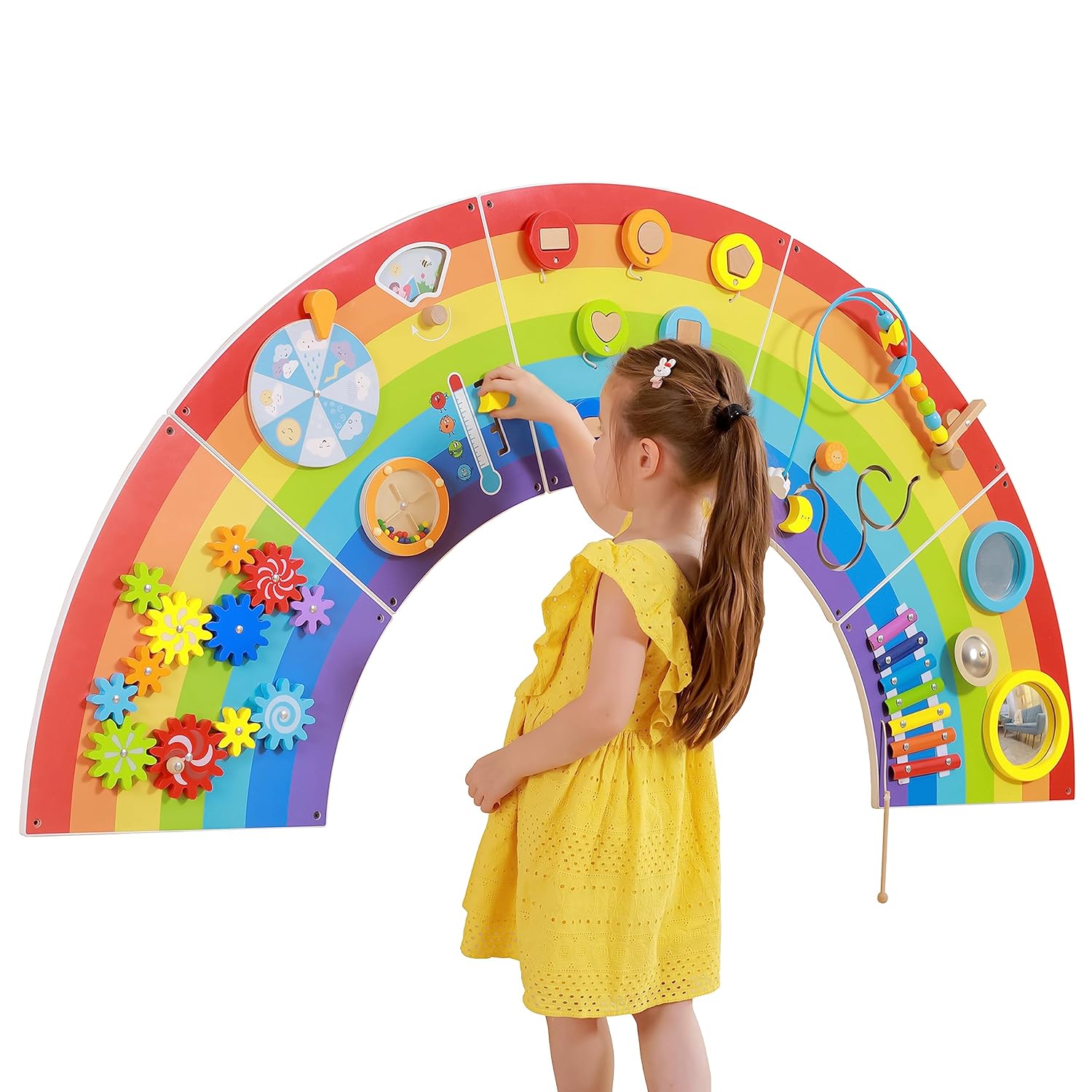 Rainbow Activity Wall Panel | Montessori Sensory Wall Toy for Kids 18M+