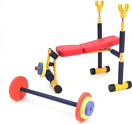 Kids Weight Bench Set Fun & Fitness | Indoor Exercise Toy Gym Equipment