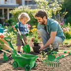 Kids Gardening Tools Set - 7pcs Wheelbarrow Set for Kids with Shovel, Rake, Leaf Rake, Summer Outdoor Yard Digging Weed Birthday Gifts,  Garden Tools Set Toy Outdoor Play | Garden & Soil Play