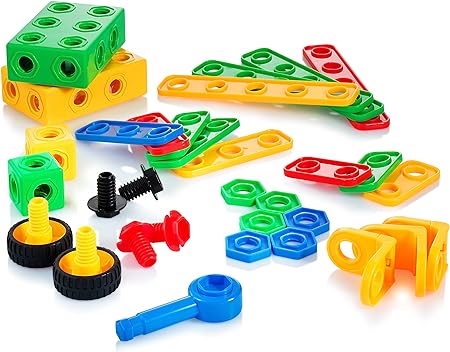 Construction Engineering 85 Pcs Building Blocks | Kids STEM Nuts & Bolts Toy Set