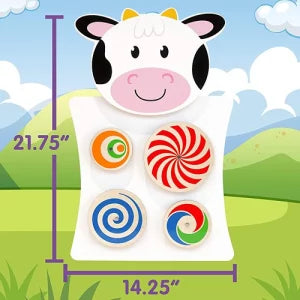 Cow Wall Toy Panel | Kids Wooden Activity Wall Toy 12M+ Learning Panel