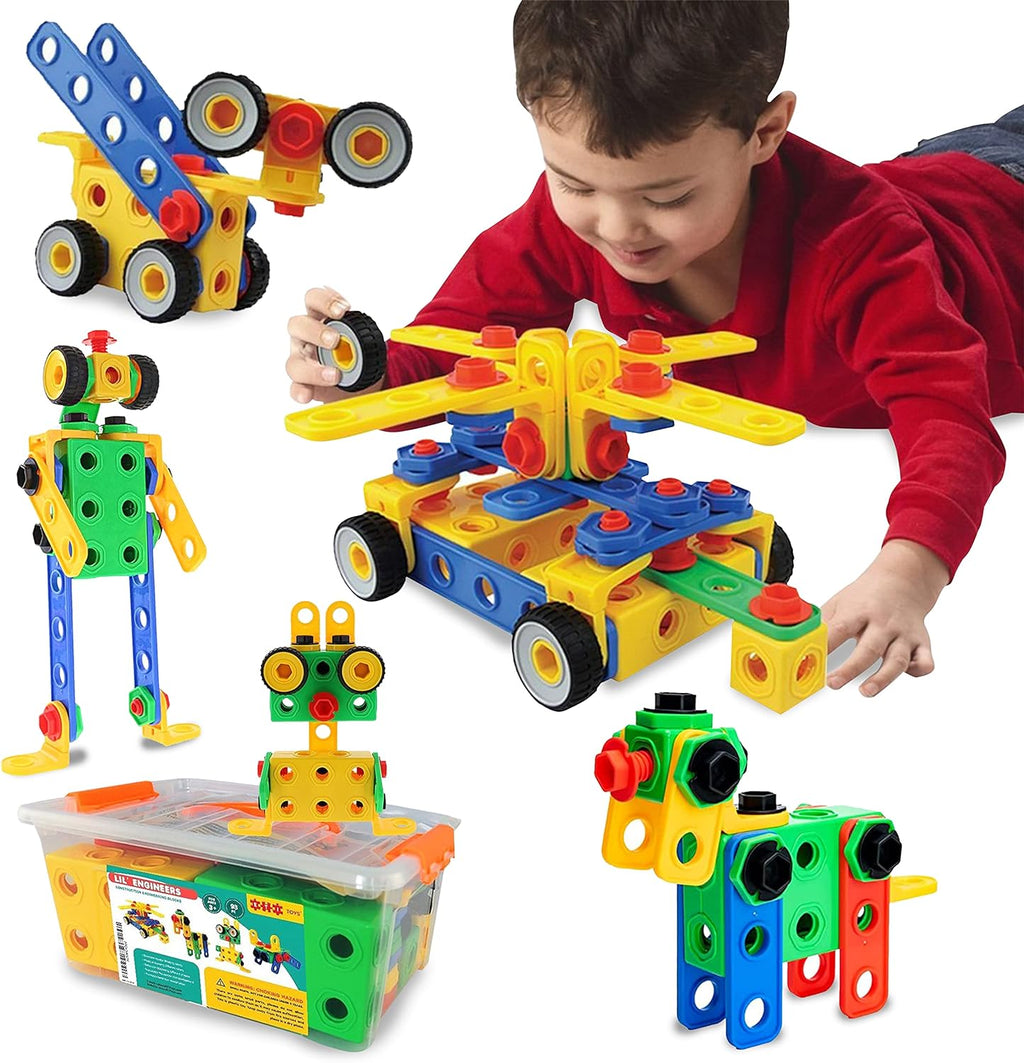 Construction Engineering 85 Pcs Building Blocks | Kids STEM Nuts & Bolts Toy Set