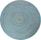 Circle Area Mat 200x200cm | Blue Beige Geometric Floor Rug Carpet
