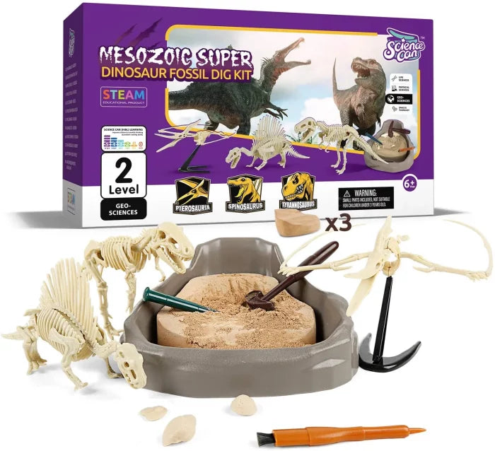 Dinosaur Fossil Dig Kit | Kids Archeology STEM Excavation Learning Toy