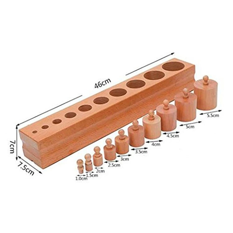 Wooden Cylindrical Blocks Set of 4 | Montessori Cylinder Learning Toy for Kids