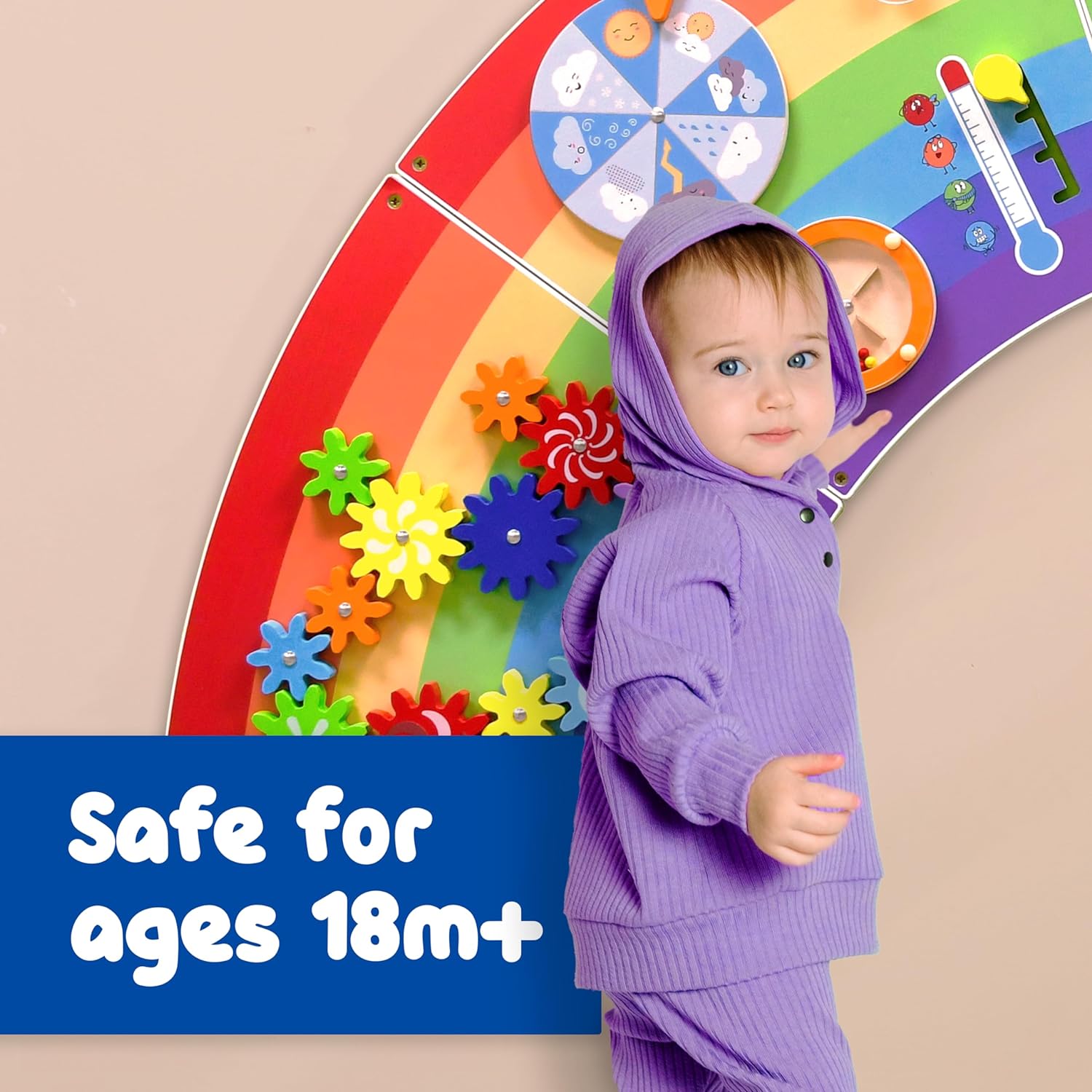Rainbow Activity Wall Panel | Montessori Sensory Wall Toy for Kids 18M+