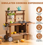 Wooden Mud Kitchen for Kids | Outdoor Pretend Play Cooking Set with Water Sink