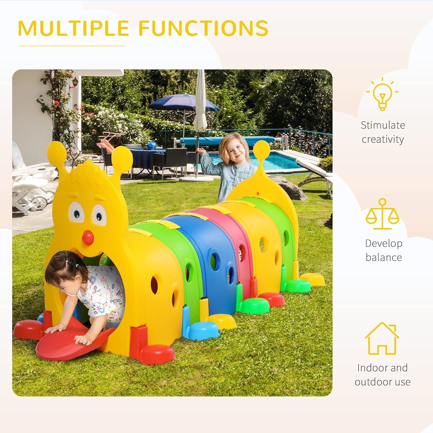 Kids Preschool Tunnel | Foldable Crawling Play Tunnel for Toddlers