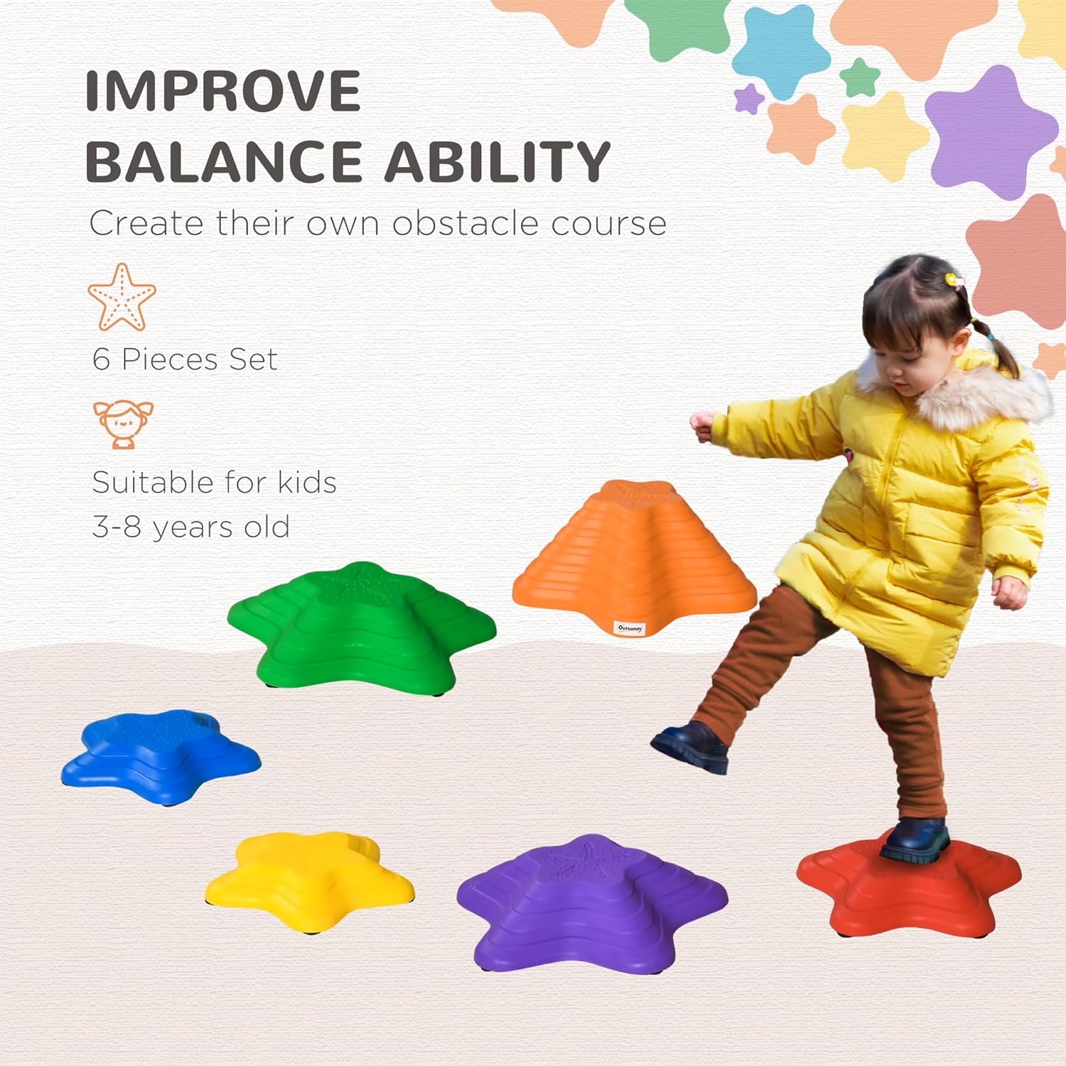 Starfish Stepping Stones Kids 11 Pcs | Balance & Motor Skills Toy Set