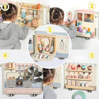 Wooden Sensory Wall Panel Train Activity Busy Board Kids | Montessori STEM Learning Toy