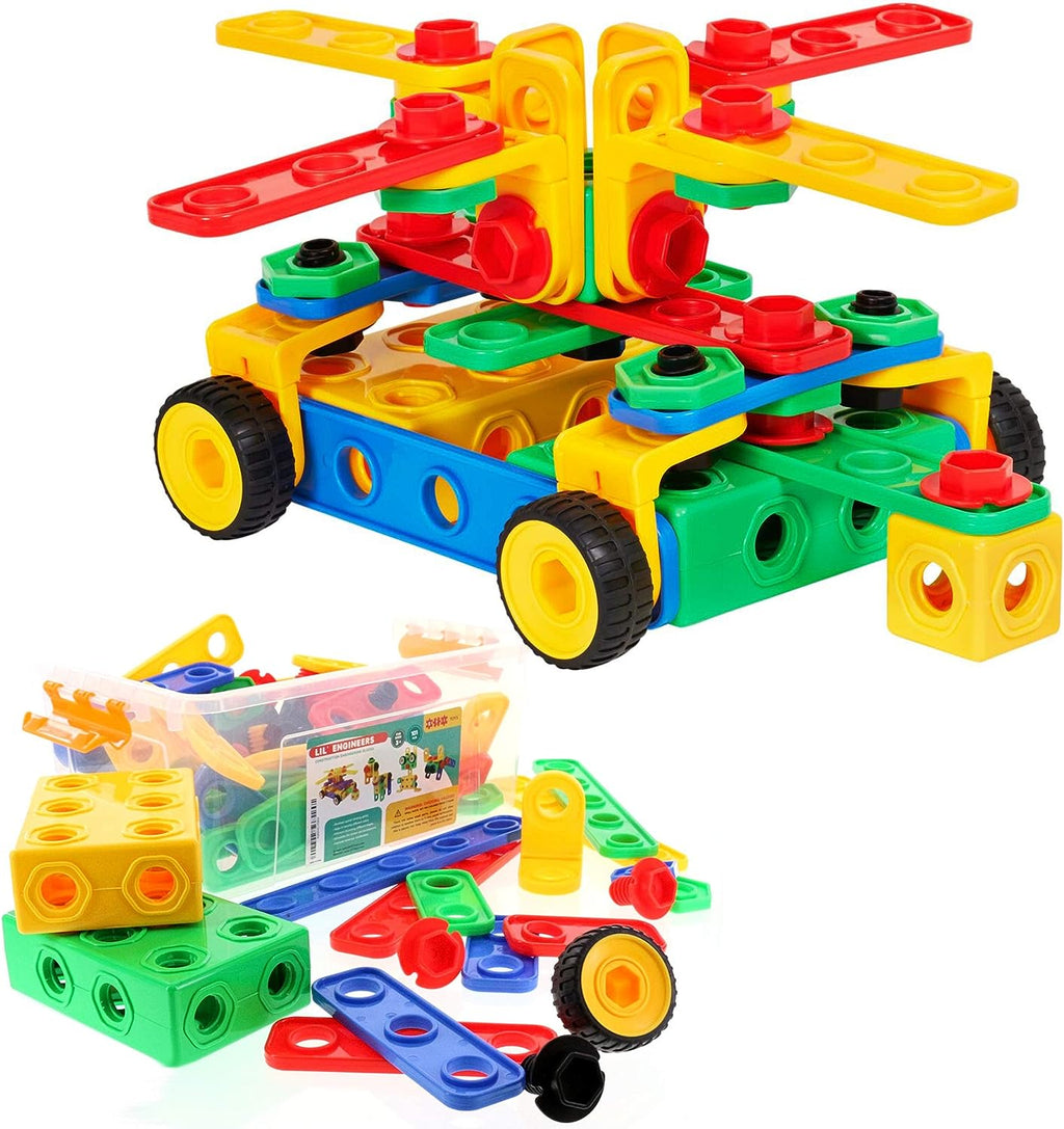 Construction Engineering 85 Pcs Building Blocks | Kids STEM Nuts & Bolts Toy Set