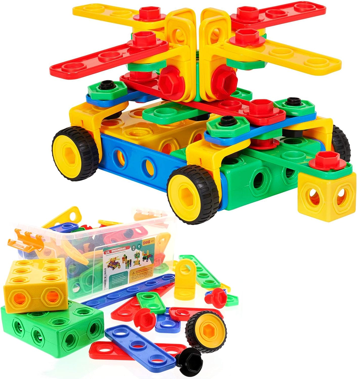 Construction Engineering 85 Pcs Building Blocks | Kids STEM Nuts & Bolts Toy Set