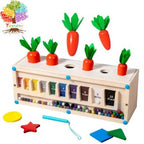 Carrot Harvest 3 in 1 Montessori Toy | Wooden Shape Sorting & Bead Maze Learning Set