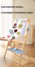 Double-Sided Magnetic Drawing Board | Wooden Kids Easel Adjustable Board