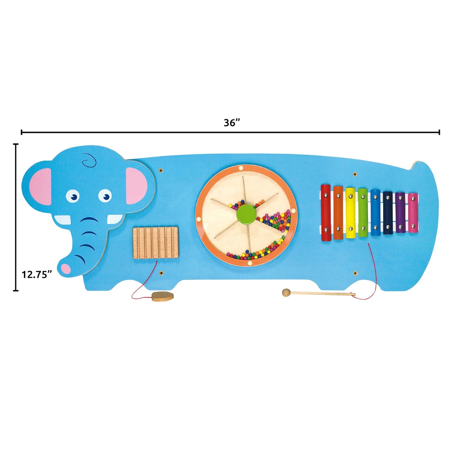 Elephant Activity Wall Panel | Kids Musical Wooden Wall Toy 12M+