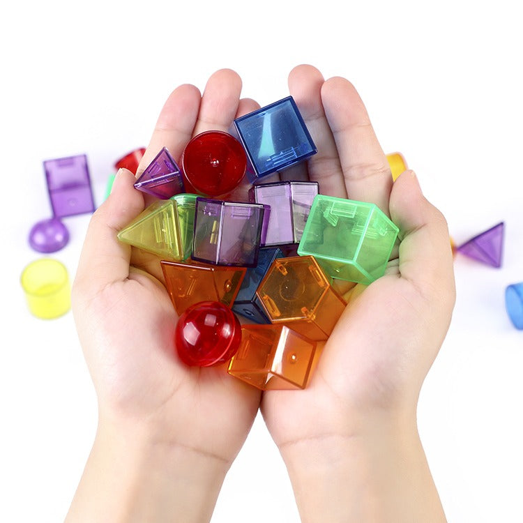 Solid Geometry Shapes 60 PCS | 3D Educational Building Cubes for Kids