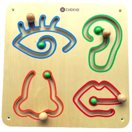 Eye Nose Ear & Lips Slide Wall Toy | Kids Wooden Sensory Coordination Activity Board