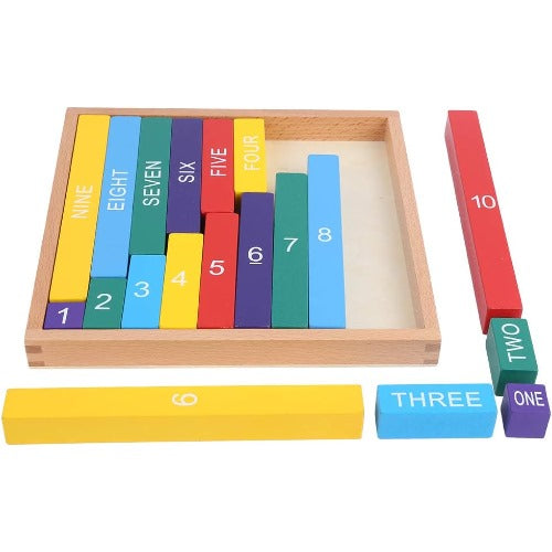 Wooden Colored Number Rods Montessori | Kids Math Matching Teaching Aid