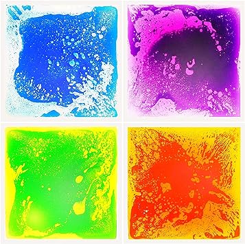 Liquid Floor Tiles 4pc Square | Color Changing Sensory Gel Floor Mats