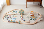 Wooden Train Track 92 Pcs Set | Polar B Grand Station Railway Toy for Kids