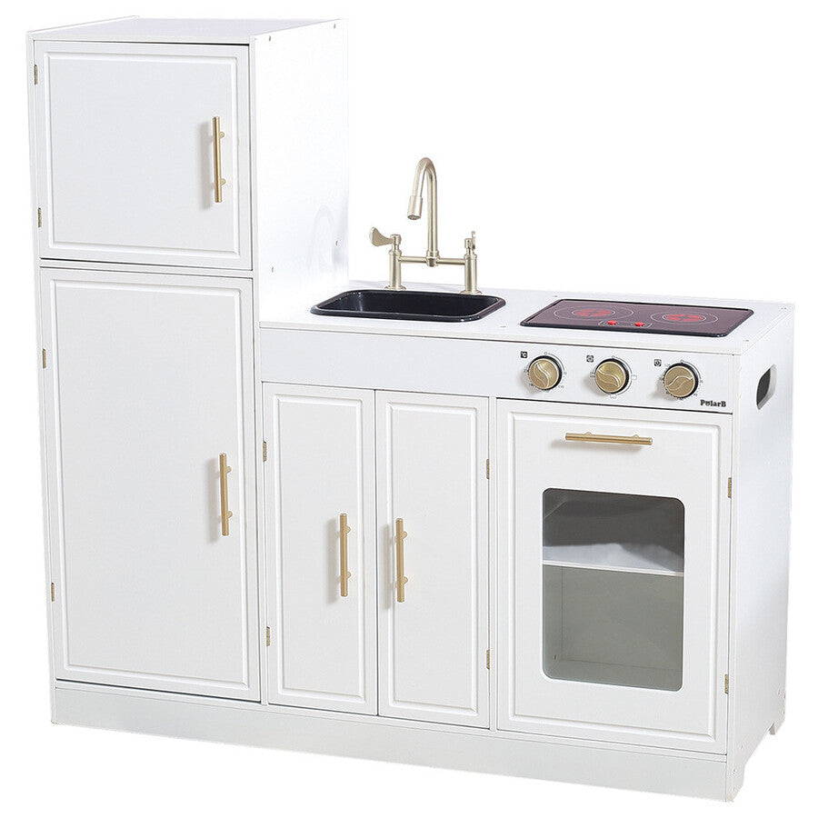 Classic White Modern Kitchen with Light & Sound | Kids Pretend Play Kitchen Set
