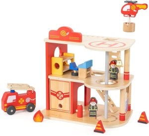 Wooden Fire Station Rescue Playset