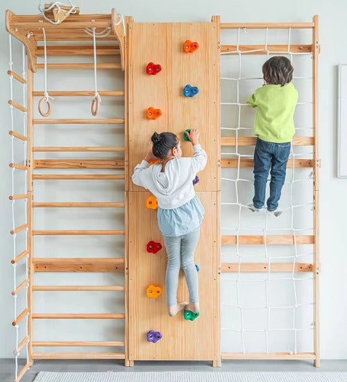 Swedish Ladder Climbing Set for Kids | Wall Climber, Ramp & Rope Panels Activity Unit