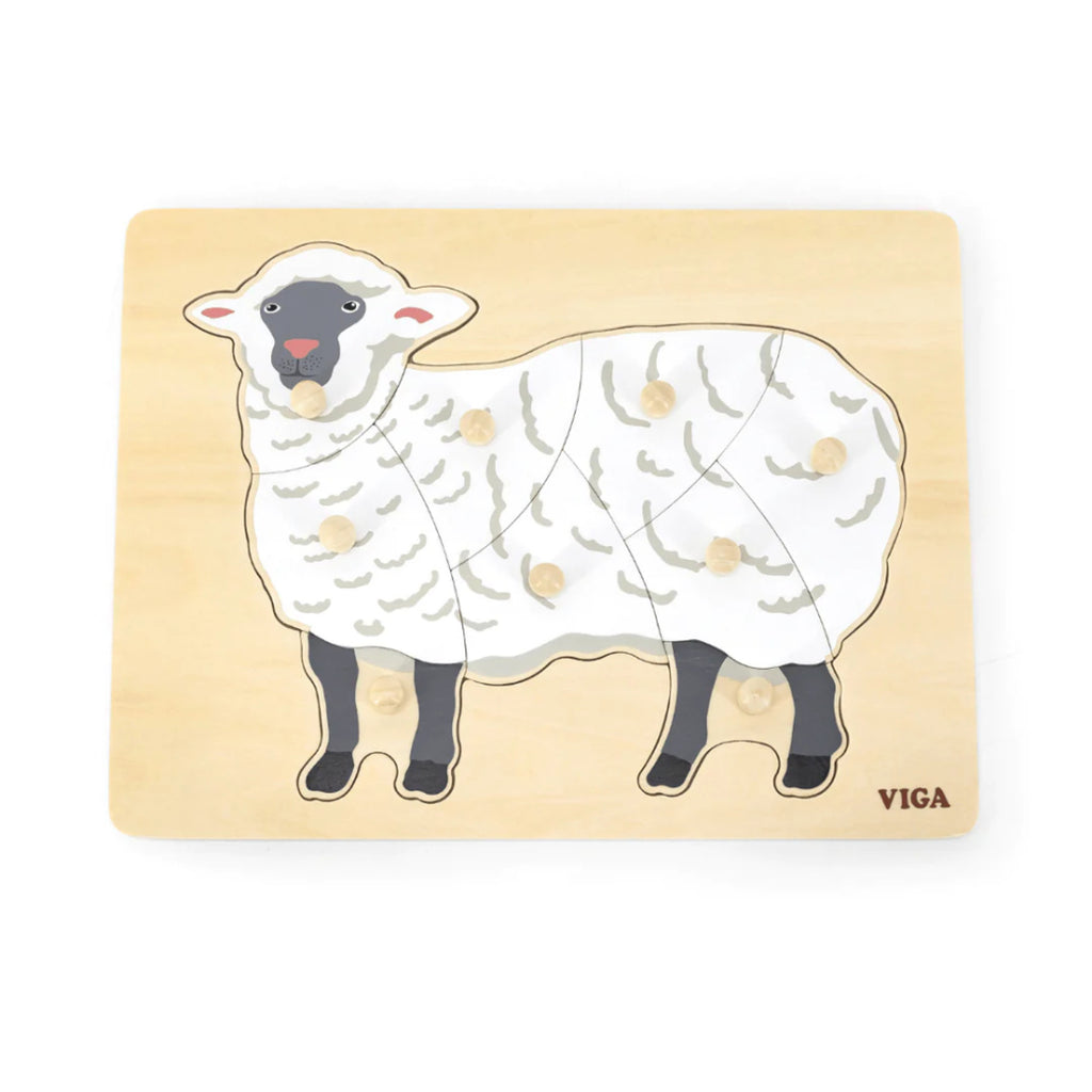 Montessori Wooden Sheep Puzzle | Animal Shape Sensory Learning Toy for Kids 18+ Months