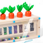 Carrot Harvest 3 in 1 Montessori Toy | Wooden Shape Sorting & Bead Maze Learning Set