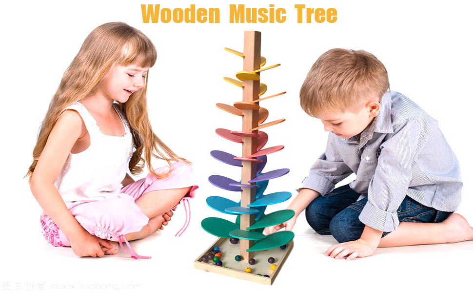 Musical Rainbow Tree Building Blocks Toy | Montessori Wooden Educational Music Toy Kids