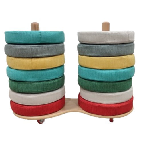 Donut Cushions Trolley | Kids Fruit Cushions & Storage Learning Play Set