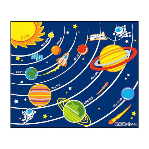Kids Outer Space Floor Rug 160x230cm | Solar System Educational Play Mat