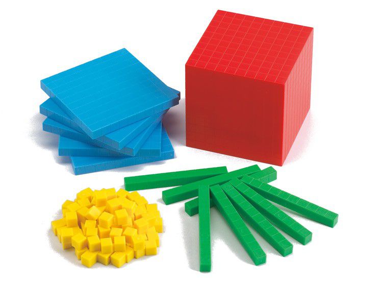 Base Ten Blocks Set in Transparent Tub | Math Learning Manipulatives Kids