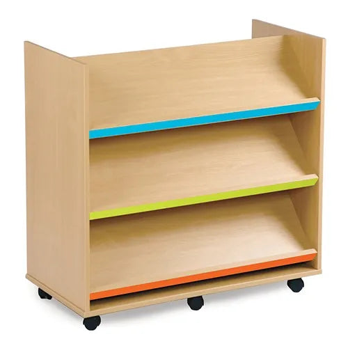 Bubblegum Library Book Trolley | Mobile Double-Sided School Book Storage Unit