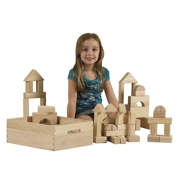Building Shape Blocks | Wooden Montessori Construction Blocks for Kids 3+ Years