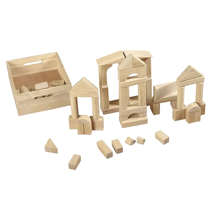 Building Shape Blocks | Wooden Montessori Construction Blocks for Kids 3+ Years