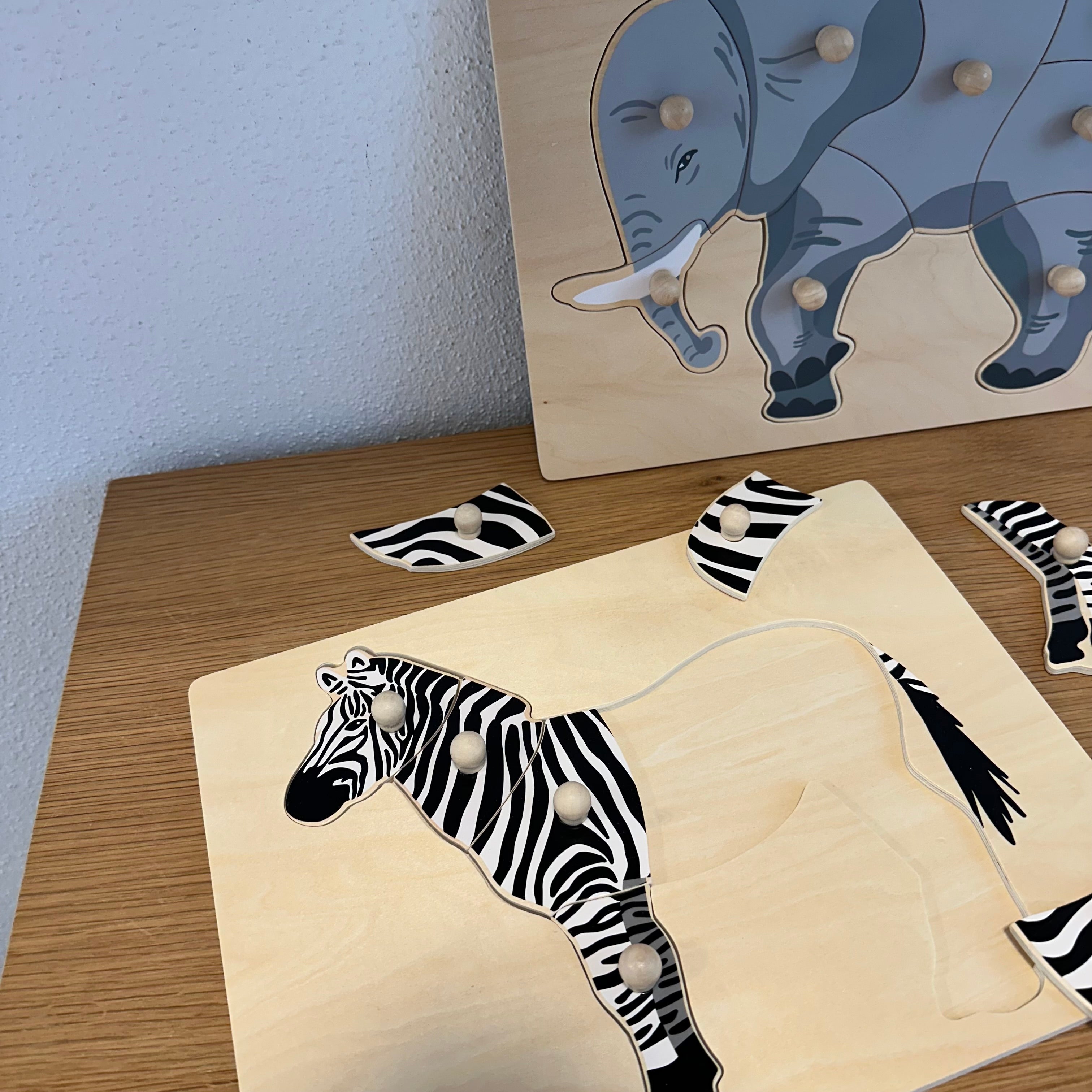 Montessori Wooden Zebra Puzzle | Animal Sensory Learning Toy for Kids 18+ Months