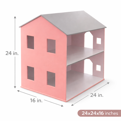 Pink Dream Wooden Dollhouse – Two Story Wooden Play House for Girls