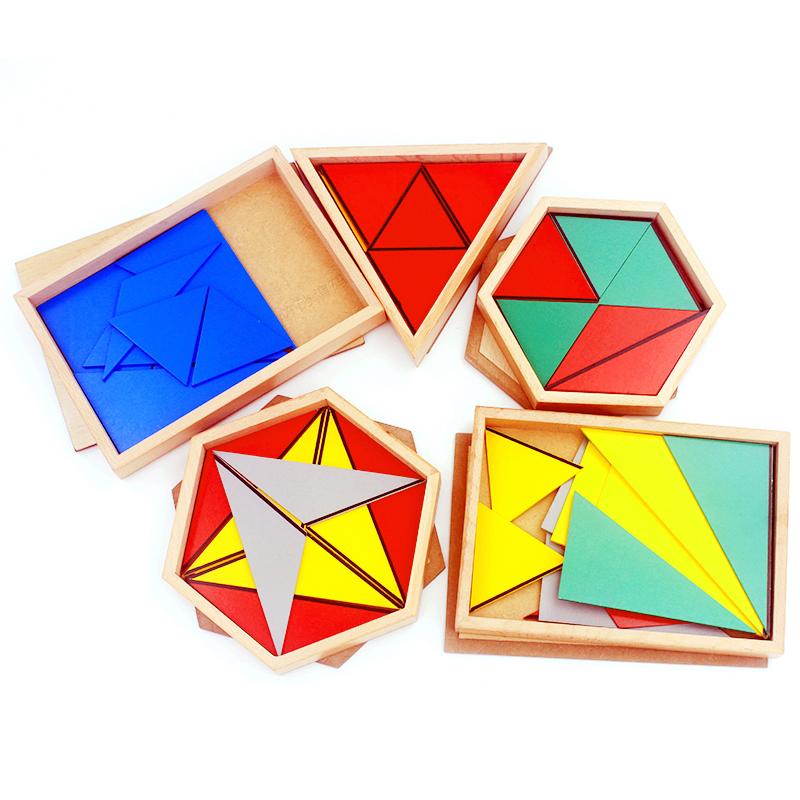Constructive Triangles Montessori Sensorial Set | Wooden Geometry Learning Toy