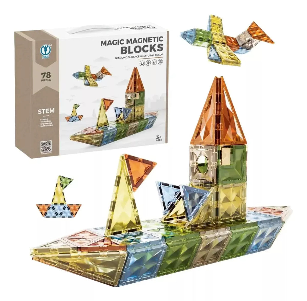 Magic Magnetic Blocks Set 78 Pcs | 3D STEM Building Magnetic Sticks & Balls Toy Kids