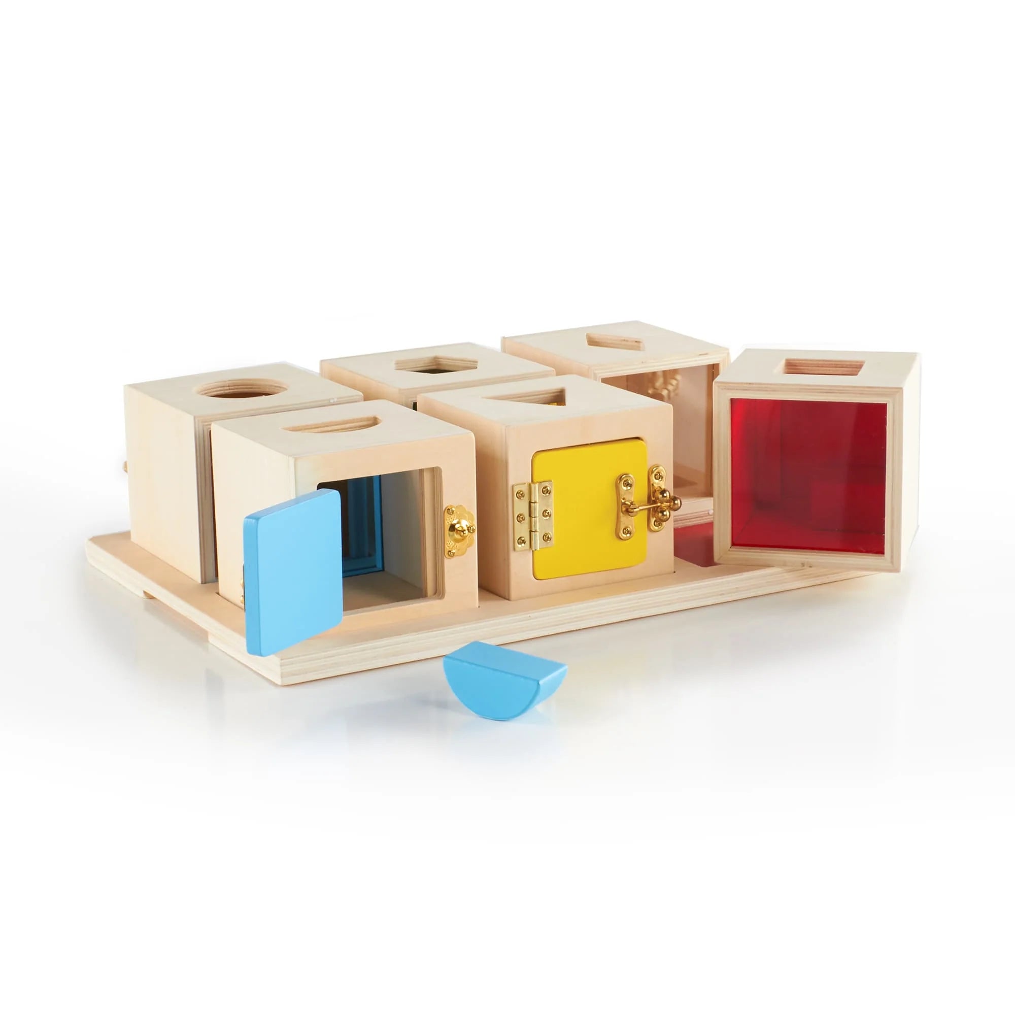 Shape Box Latches Set of 6 | Wooden Montessori Shape Sorting Learning Toy for Kids