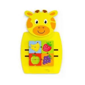 Giraffe Activity Wall Panel | Montessori Fruit Puzzle Wall Toy for Kids