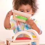 Rainbow Blocks Shimmering Water | Kids Sensory Wooden Building Blocks Set