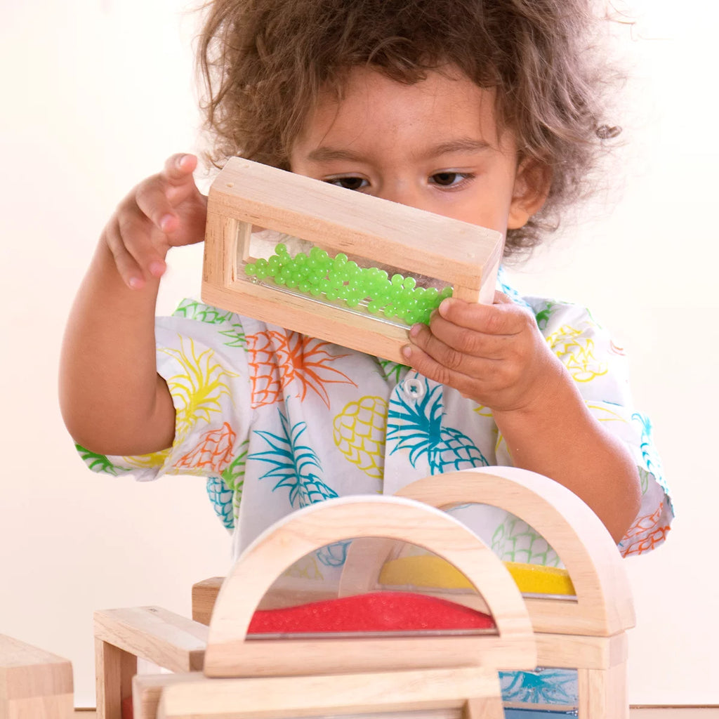 Rainbow Blocks Crystal Beads | Kids Wooden Sensory Building Blocks Set